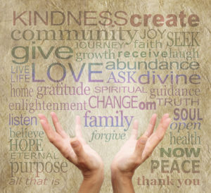 healing word cloud with open hands